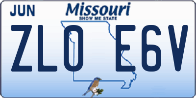 MO license plate ZL0E6V