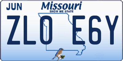 MO license plate ZL0E6Y