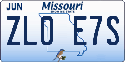 MO license plate ZL0E7S