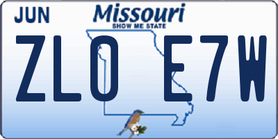MO license plate ZL0E7W