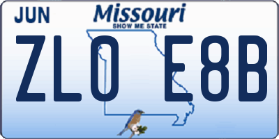 MO license plate ZL0E8B