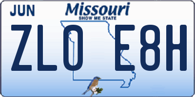 MO license plate ZL0E8H