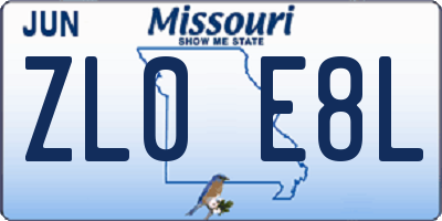 MO license plate ZL0E8L