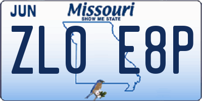 MO license plate ZL0E8P