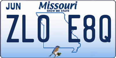 MO license plate ZL0E8Q