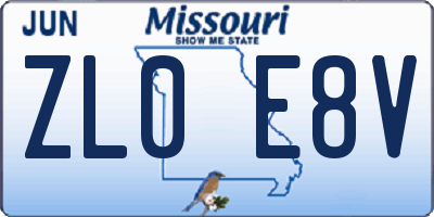 MO license plate ZL0E8V