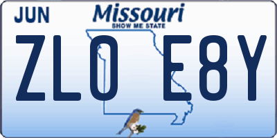 MO license plate ZL0E8Y