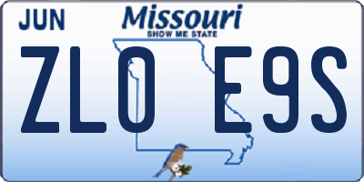 MO license plate ZL0E9S