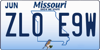 MO license plate ZL0E9W