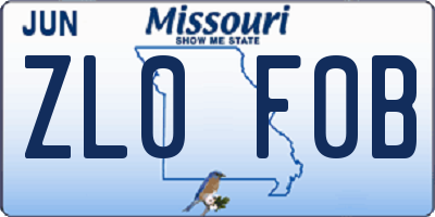 MO license plate ZL0F0B