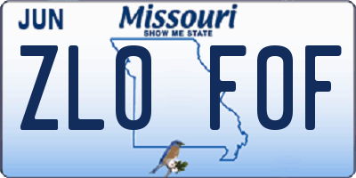 MO license plate ZL0F0F