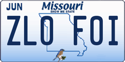 MO license plate ZL0F0I