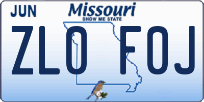 MO license plate ZL0F0J