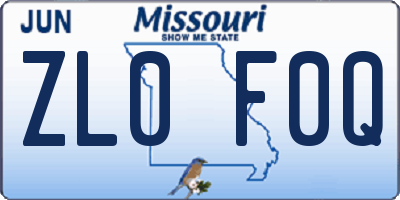 MO license plate ZL0F0Q