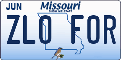 MO license plate ZL0F0R