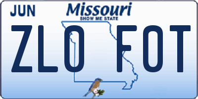 MO license plate ZL0F0T