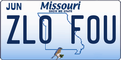 MO license plate ZL0F0U