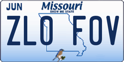 MO license plate ZL0F0V