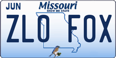 MO license plate ZL0F0X