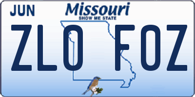 MO license plate ZL0F0Z