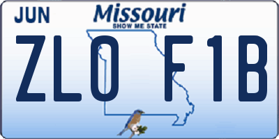 MO license plate ZL0F1B