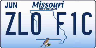 MO license plate ZL0F1C