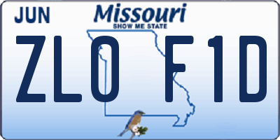 MO license plate ZL0F1D