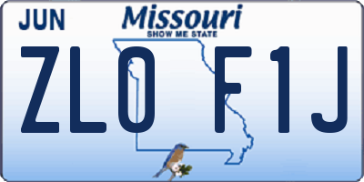 MO license plate ZL0F1J
