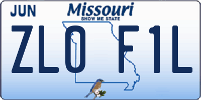 MO license plate ZL0F1L