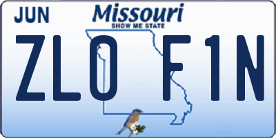MO license plate ZL0F1N