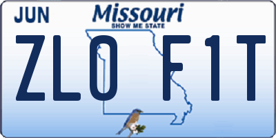MO license plate ZL0F1T