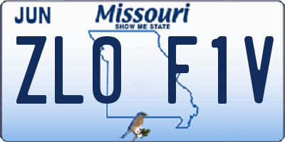 MO license plate ZL0F1V
