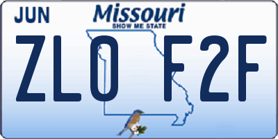MO license plate ZL0F2F
