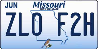 MO license plate ZL0F2H