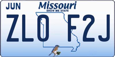 MO license plate ZL0F2J