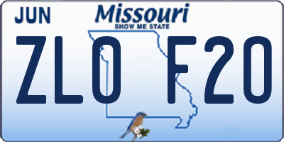 MO license plate ZL0F2O