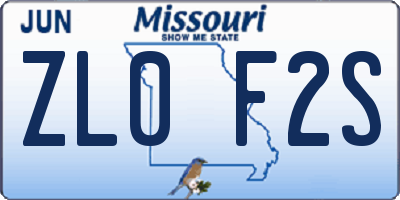 MO license plate ZL0F2S
