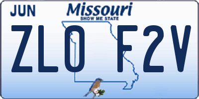 MO license plate ZL0F2V