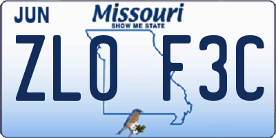 MO license plate ZL0F3C