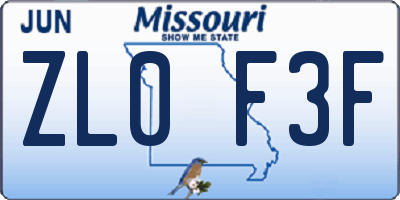 MO license plate ZL0F3F