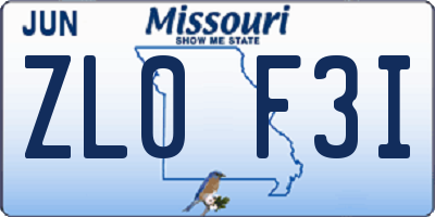 MO license plate ZL0F3I