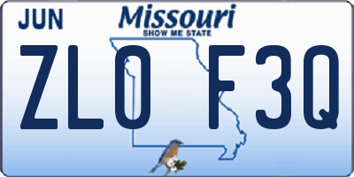 MO license plate ZL0F3Q