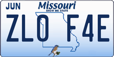 MO license plate ZL0F4E