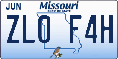 MO license plate ZL0F4H