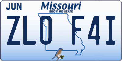 MO license plate ZL0F4I