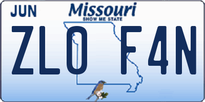 MO license plate ZL0F4N