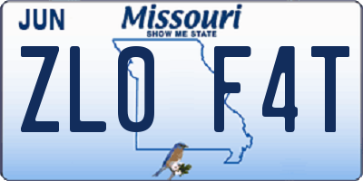 MO license plate ZL0F4T