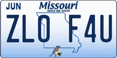MO license plate ZL0F4U