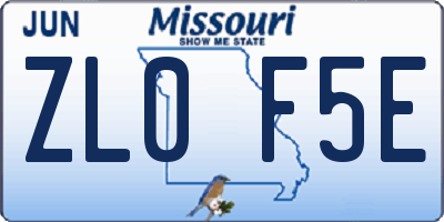 MO license plate ZL0F5E
