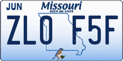 MO license plate ZL0F5F